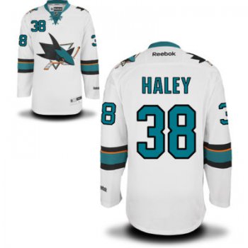 Men's San Jose Sharks #38 Micheal Haley White Away Hockey Jersey