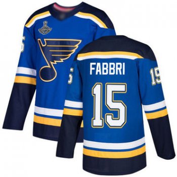 Blues #15 Robby Fabbri Blue Home Authentic Stanley Cup Champions Stitched Hockey Jersey