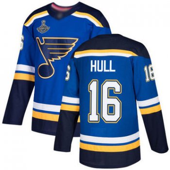 Blues #16 Brett Hull Blue Home Authentic Stanley Cup Champions Stitched Hockey Jersey