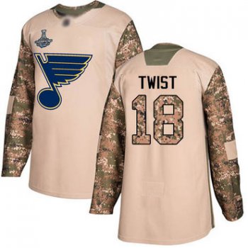 Blues #18 Tony Twist Camo Authentic 2017 Veterans Day Stanley Cup Champions Stitched Hockey Jersey