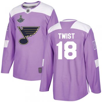 Blues #18 Tony Twist Purple Authentic Fights Cancer Stanley Cup Champions Stitched Hockey Jersey