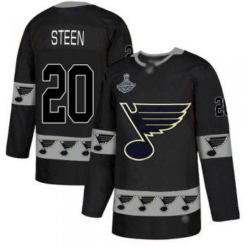 Blues #20 Alexander Steen Black Authentic Team Logo Fashion Stanley Cup Champions Stitched Hockey Jersey