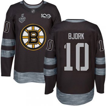 Men's Boston Bruins #10 Anders Bjork Black 1917-2017 100th Anniversary 2019 Stanley Cup Final Bound Stitched Hockey Jersey