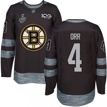 Men's Boston Bruins #4 Bobby Orr Black 1917-2017 100th Anniversary 2019 Stanley Cup Final Bound Stitched Hockey Jersey