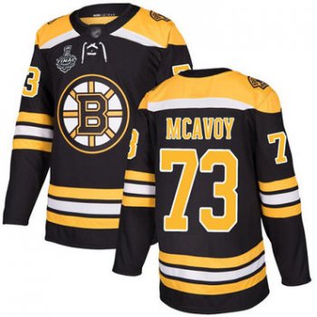 Men's Boston Bruins #73 Charlie McAvoy Black Home Authentic 2019 Stanley Cup Final Bound Stitched Hockey Jersey