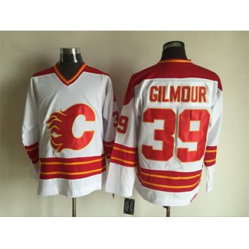 Men's Calgary Flames #39 Doug Gilmour 1980-81 White CCM Vintage Throwback Jersey