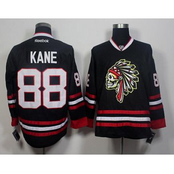 Men's Chicago Blackhawks #88 Patrick Kane Black The Indians Skulls Fashion Jersey