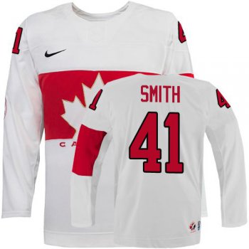 2014 Olympics Canada #41 Mike Smith White Jersey