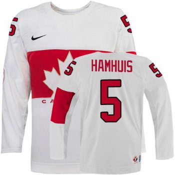2014 Olympics Canada #5 Dan Hamhuis White Jersey