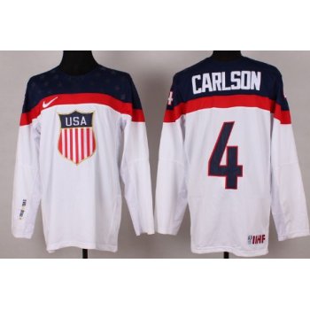 2014 Olympics USA #4 John Carlson White Jersey