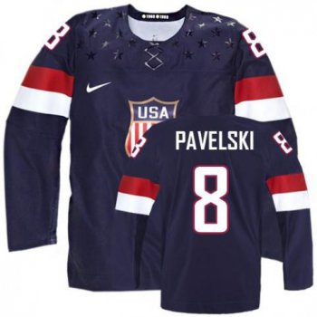 2014 Olympics USA #8 Joe Pavelski Navy Blue Jersey