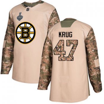 Men's Boston Bruins #47 Torey Krug Camo Authentic 2017 Veterans Day 2019 Stanley Cup Final Bound Stitched Hockey Jersey