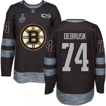 Men's Boston Bruins #74 Jake DeBrusk Black 1917-2017 100th Anniversary 2019 Stanley Cup Final Bound Stitched Hockey Jersey