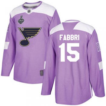 Men's St. Louis Blues #15 Robby Fabbri Purple Authentic Fights Cancer 2019 Stanley Cup Final Bound Stitched Hockey Jersey