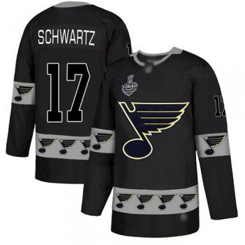 Men's St. Louis Blues #17 Jaden Schwartz Black Authentic Team Logo Fashion 2019 Stanley Cup Final Bound Stitched Hockey Jersey