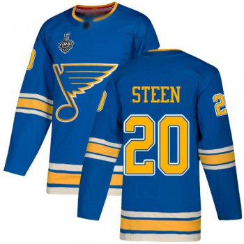 Men's St. Louis Blues #20 Alexander Steen Blue Alternate Authentic 2019 Stanley Cup Final Bound Stitched Hockey Jersey