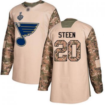 Men's St. Louis Blues #20 Alexander Steen Camo Authentic 2017 Veterans Day 2019 Stanley Cup Final Bound Stitched Hockey Jersey