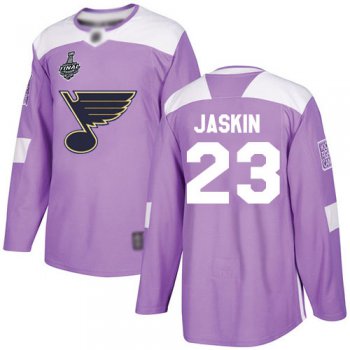 Men's St. Louis Blues #23 Dmitrij Jaskin Purple Authentic Fights Cancer 2019 Stanley Cup Final Bound Stitched Hockey Jersey