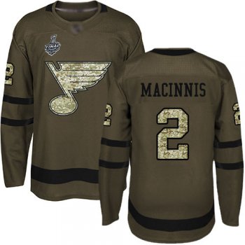 Men's St. Louis Blues #2 Al MacInnis Green Salute to Service 2019 Stanley Cup Final Bound Stitched Hockey Jersey