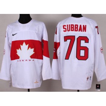 2014 Olympics Canada #76 P.K. Subban White Jersey