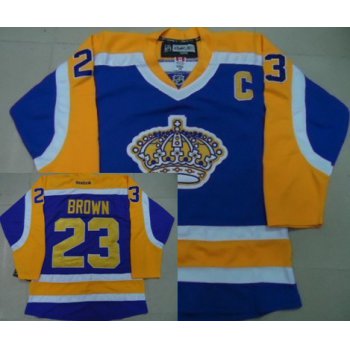 Los Angeles Kings #23 Dustin Brown Purple With Yellow Jersey