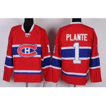 Montreal Canadiens #1 Jacques Plante Red Throwback CCM Jersey