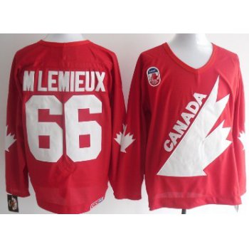 Team Canada #66 Mario Lemieux 1991 Olympic Red Throwback CCM Jersey