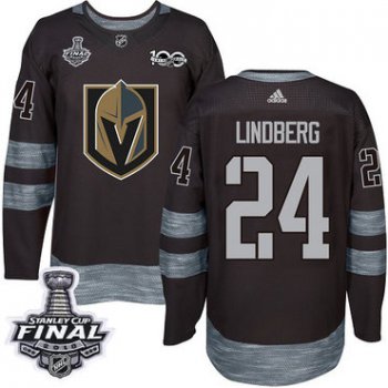 Adidas Golden Knights #24 Oscar Lindberg Black 1917-2017 100th Anniversary 2018 Stanley Cup Final Stitched NHL Jersey