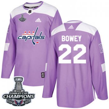 Adidas Washington Capitals #22 Madison Bowey Purple Authentic Fights Cancer Stanley Cup Final Champions Stitched NHL Jersey