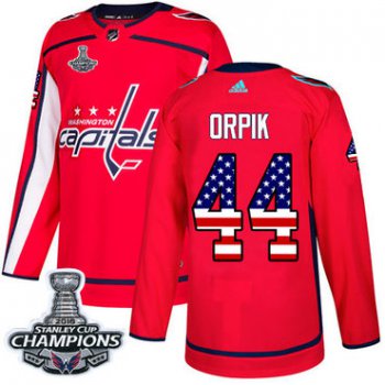Adidas Washington Capitals #44 Brooks Orpik Red Home Authentic USA Flag Stanley Cup Final Champions Stitched NHL Jersey