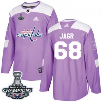 Adidas Washington Capitals #68 Jaromir Jagr Purple Authentic Fights Cancer Stanley Cup Final Champions Stitched NHL Jersey