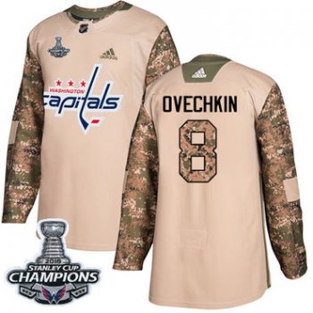 Adidas Washington Capitals #8 Alex Ovechkin Camo Authentic 2017 Veterans Day Stanley Cup Final Champions Stitched NHL Jersey