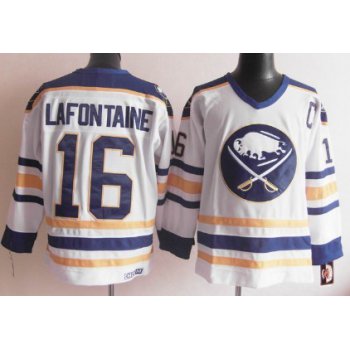 Buffalo Sabres #16 Pat Lafontaine White Throwback CCM Jersey