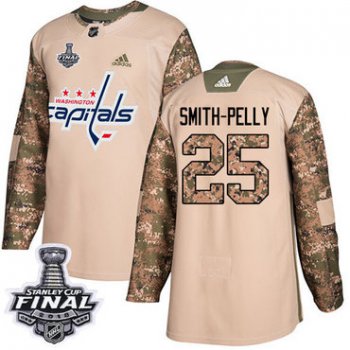 Adidas Capitals #25 Devante Smith-Pelly Camo Authentic 2017 Veterans Day 2018 Stanley Cup Final Stitched NHL Jersey