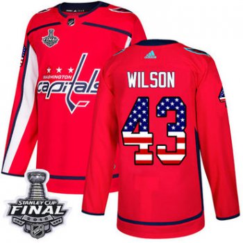 Adidas Capitals #43 Tom Wilson Red Home Authentic USA Flag 2018 Stanley Cup Final Stitched NHL Jersey