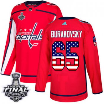 Adidas Capitals #65 Andre Burakovsky Red Home Authentic USA Flag 2018 Stanley Cup Final Stitched NHL Jersey