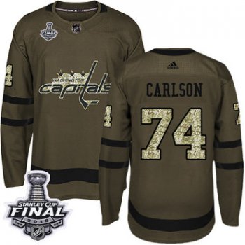 Adidas Capitals #74 John Carlson Green Salute to Service 2018 Stanley Cup Final Stitched NHL Jersey