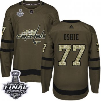 Adidas Capitals #77 T.J Oshie Green Salute to Service 2018 Stanley Cup Final Stitched NHL Jersey