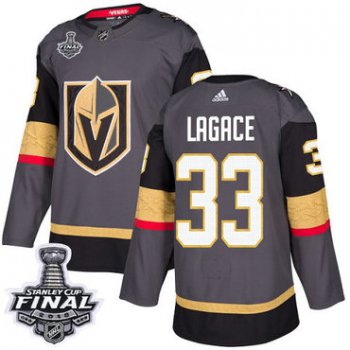 Adidas Golden Knights #33 Maxime Lagace Grey Home Authentic 2018 Stanley Cup Final Stitched NHL Jersey