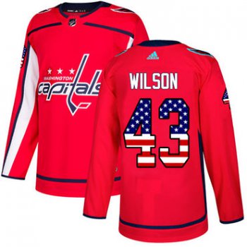 Adidas Capitals #43 Tom Wilson Red Home Authentic USA Flag Stitched NHL Jersey
