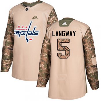 Adidas Capitals #5 Rod Langway Camo Authentic 2017 Veterans Day Stitched NHL Jersey