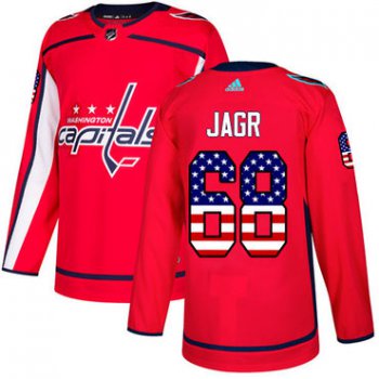 Adidas Capitals #68 Jaromir Jagr Red Home Authentic USA Flag Stitched NHL Jersey