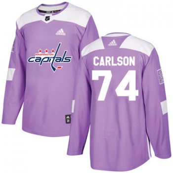 Adidas Capitals #74 John Carlson Purple Authentic Fights Cancer Stitched NHL Jersey