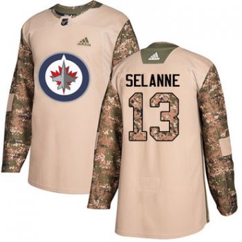 Adidas Jets #13 Teemu Selanne Camo Authentic 2017 Veterans Day Stitched NHL Jersey