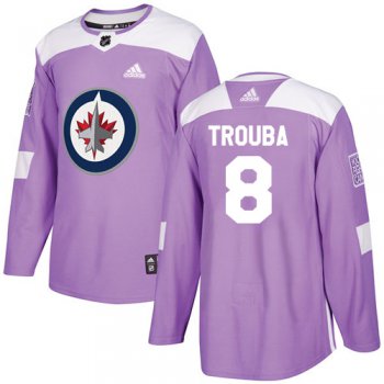 Adidas Jets #8 Jacob Trouba Purple Authentic Fights Cancer Stitched NHL Jersey