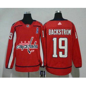 Men's Washington Capitals #19 Nicklas Backstrom Red With A Patch 2017-2018 Hockey Stitched NHL Jersey