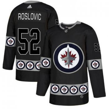Men's Winnipeg Jets #52 Jack Roslovic Black Team Logos Fashion Adidas Jersey