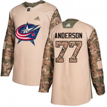Adidas Blue Jackets #77 Josh Anderson Camo Authentic 2017 Veterans Day Stitched NHL Jersey