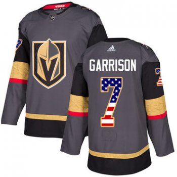 Adidas Golden Knights #7 Jason Garrison Grey Home Authentic USA Flag Stitched NHL Jersey