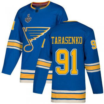 Men's St. Louis Blues #91 Vladimir Tarasenko Blue Alternate Authentic 2019 Stanley Cup Final Bound Stitched Hockey Jersey
